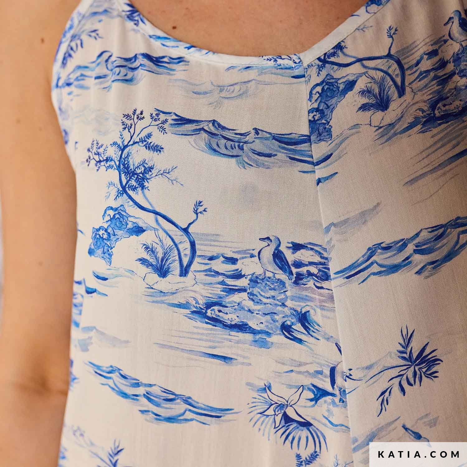 Viscose Katia vague bleu fond blanc – Image 4