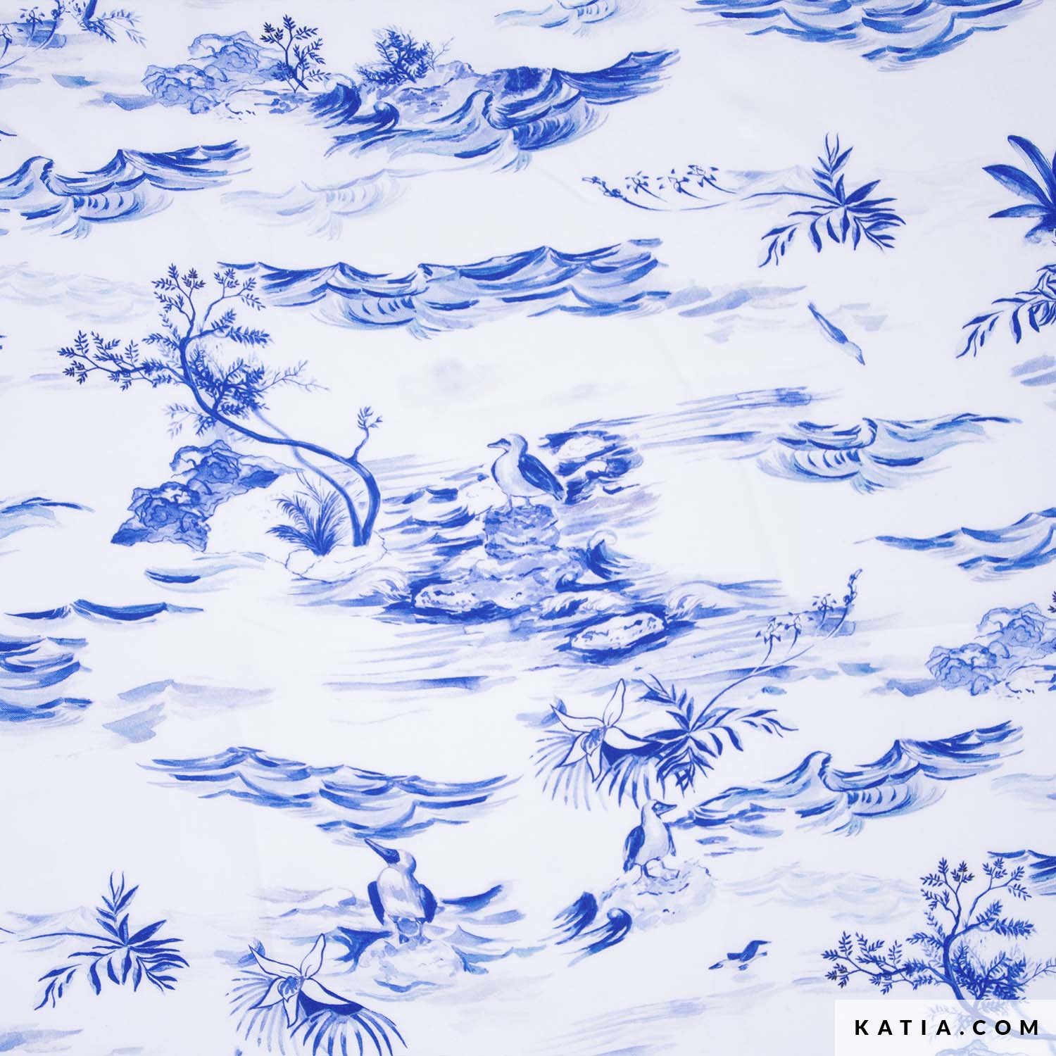 Viscose Katia vague bleu fond blanc – Image 5