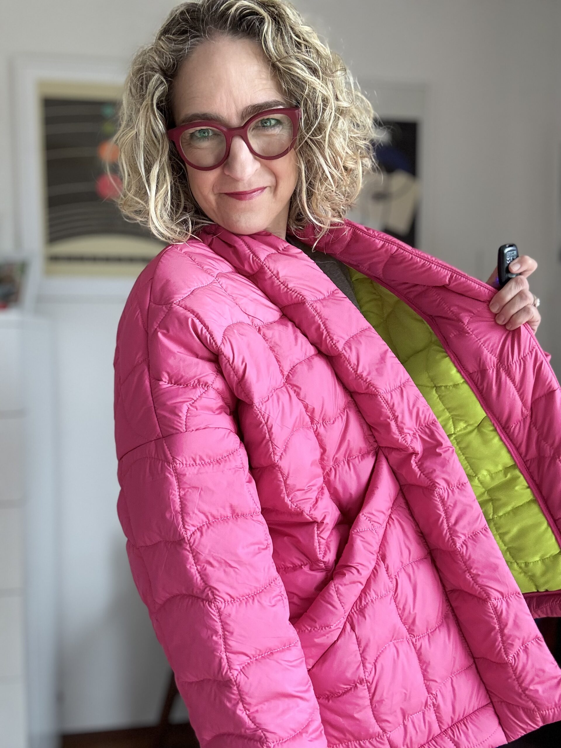 Matelassé double face rose et jaune fluo – Image 3