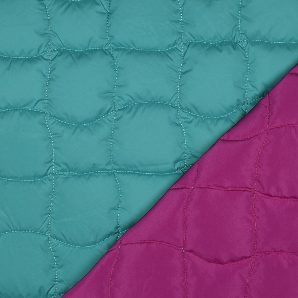 Matelassé double face cyan et cerise néon
