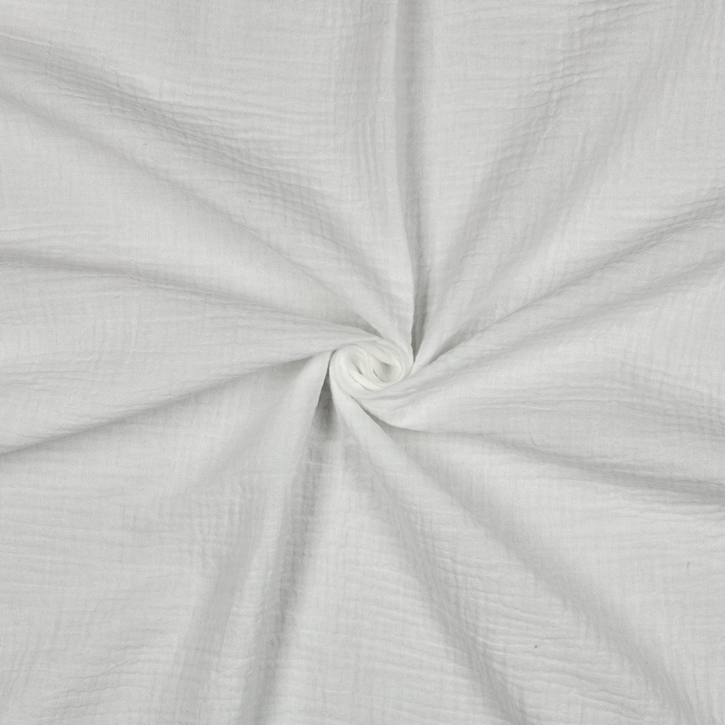 Double Gaze festonnée brodée blanche – Image 3