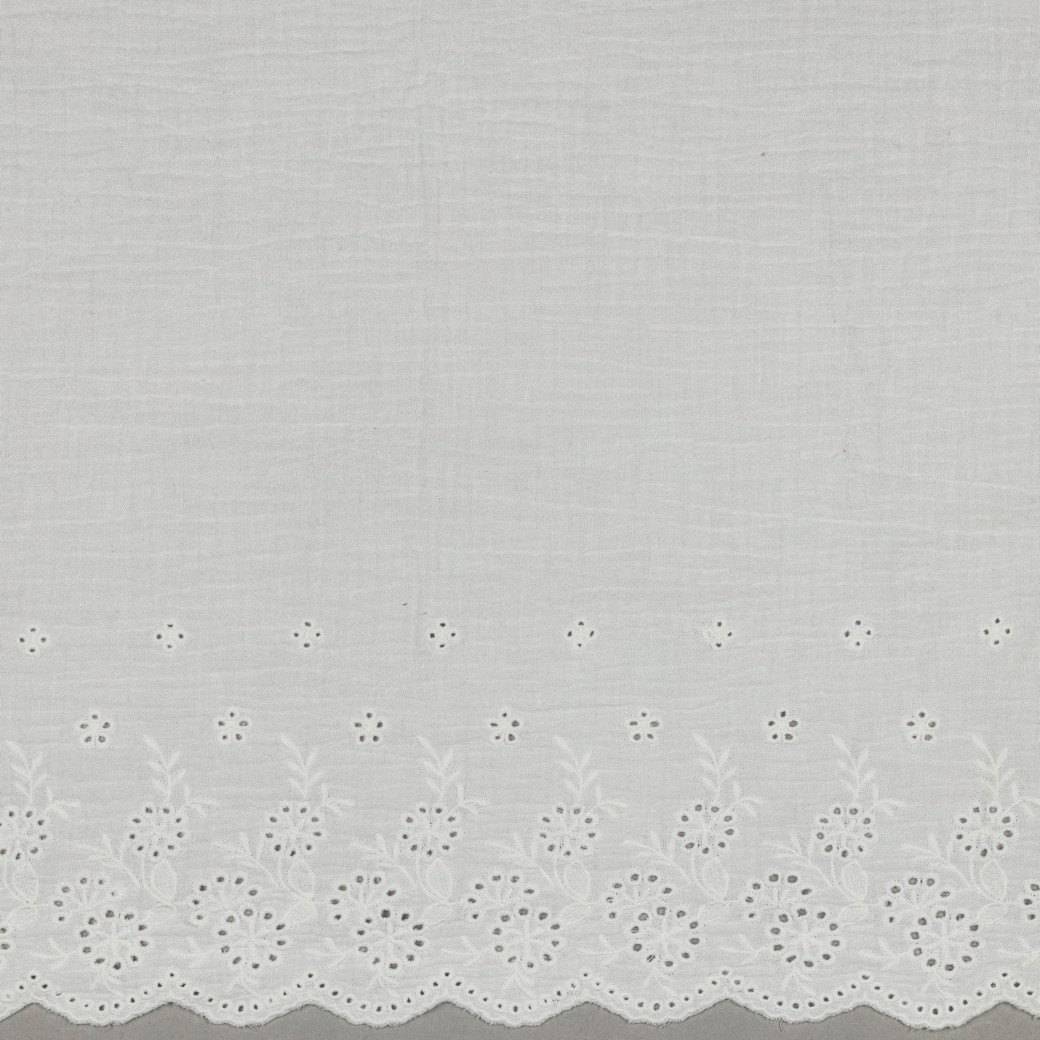 Double Gaze festonnée brodée blanche – Image 6