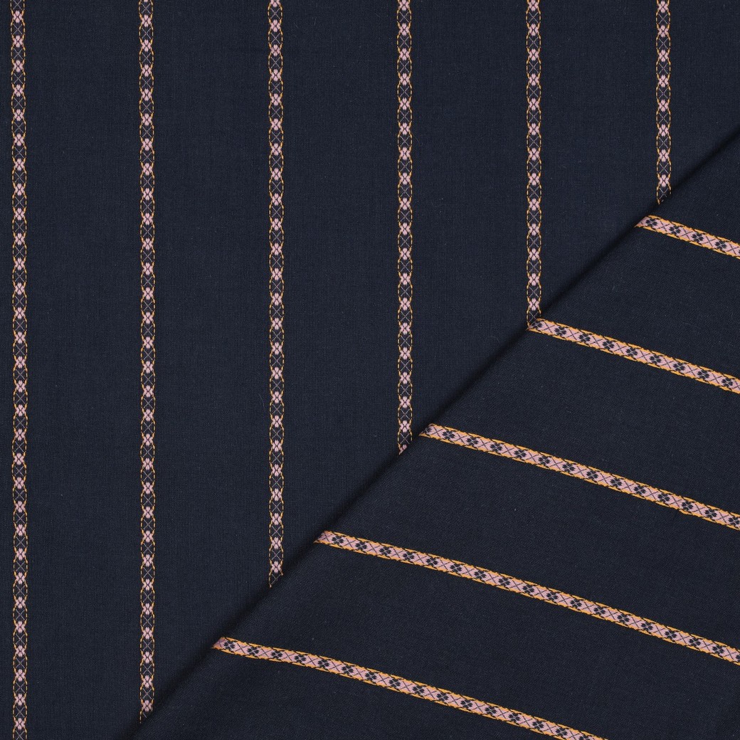 Voile de coton jacquard lignes brodées – Image 4