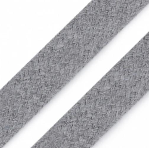 Cordon plat 11/15 mm coton gris clair
