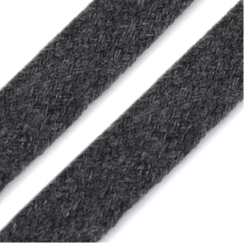 Cordon plat 11/15 mm coton gris foncé
