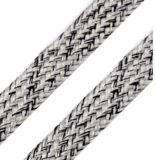 Cordon plat 10 mm gris et blanc chiné