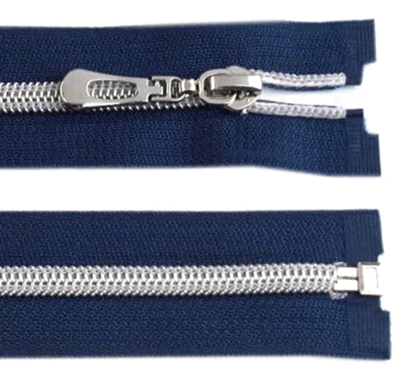 Fermeture séparable nylon 75 cm bleu argent