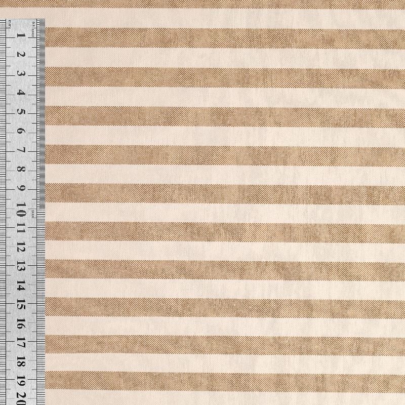 Tissu coton lin chemise rayure beige – Image 3