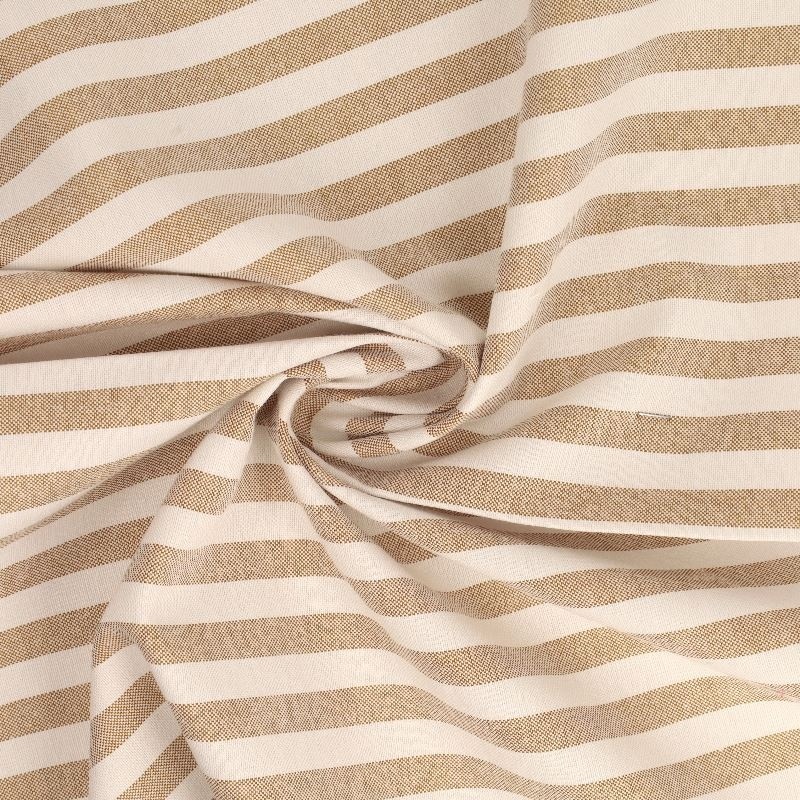 Tissu coton lin chemise rayure beige