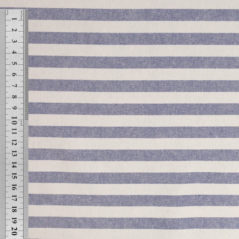 Tissu coton lin chemise rayure bleu – Image 4