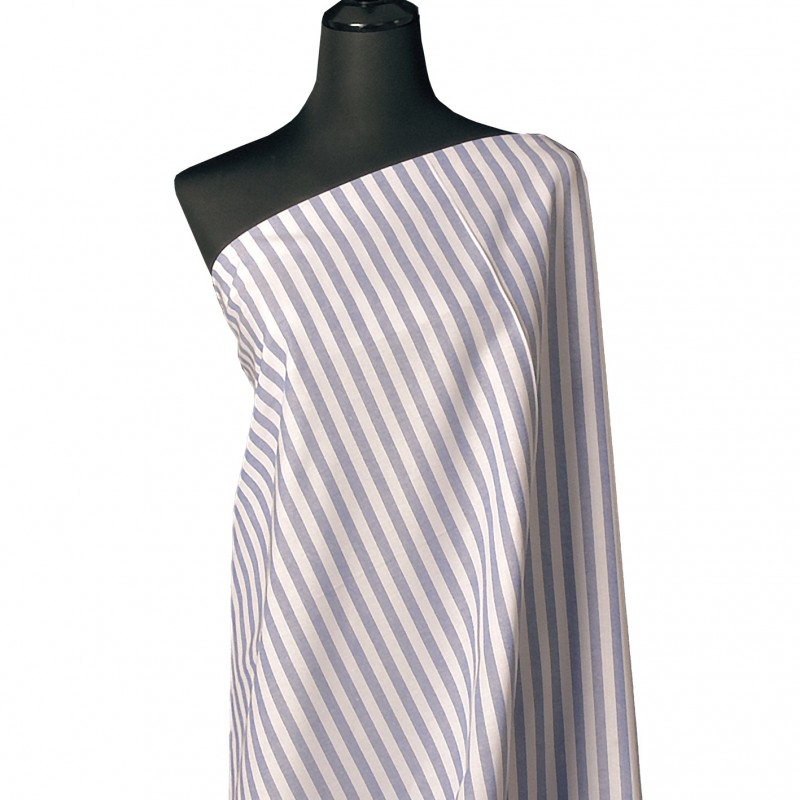 Tissu coton lin chemise rayure bleu – Image 3