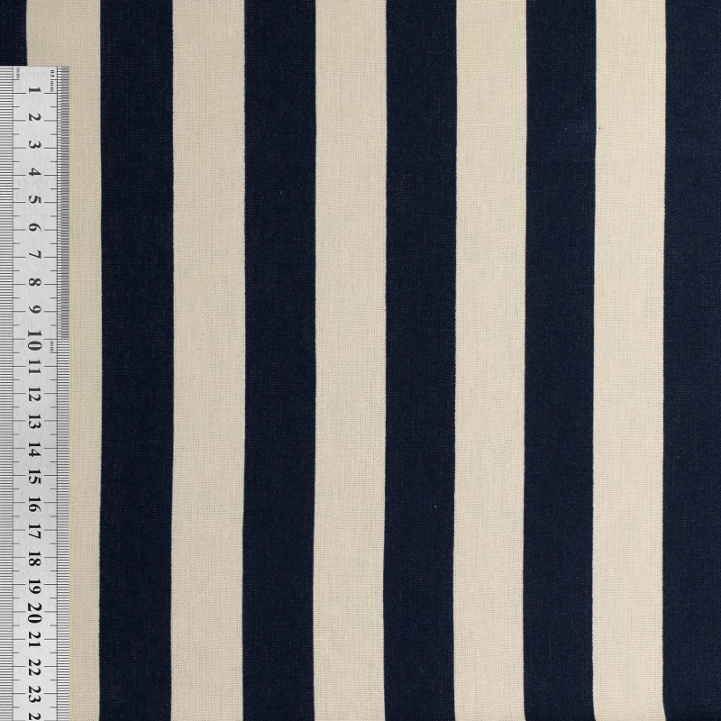 Tissu Toile Lin Viscose Rayure Marine – Image 3