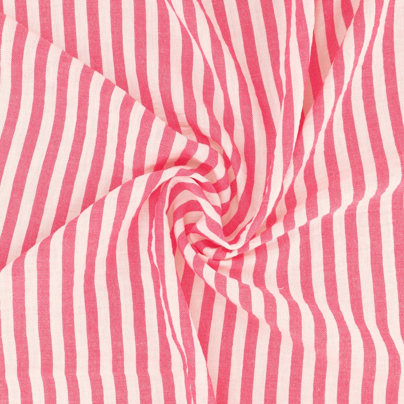 Tissu Etamine Tissé Teint Rayure Fine rose