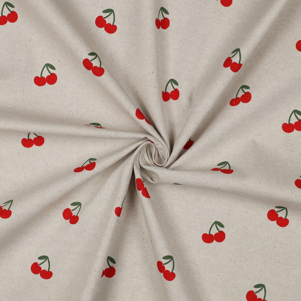 Canvas effet lin imprimé cerises Poppy – Image 4