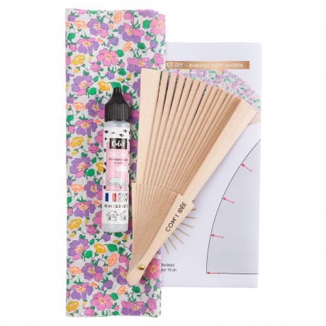 Kit éventail petit modèle Liberty fleurs violettes