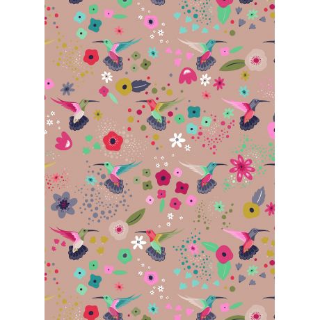 Microfibre acrylique touché coton colibri fond blush