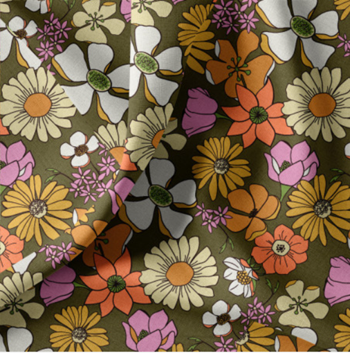 Coton enduit lysmée fleurs vintage