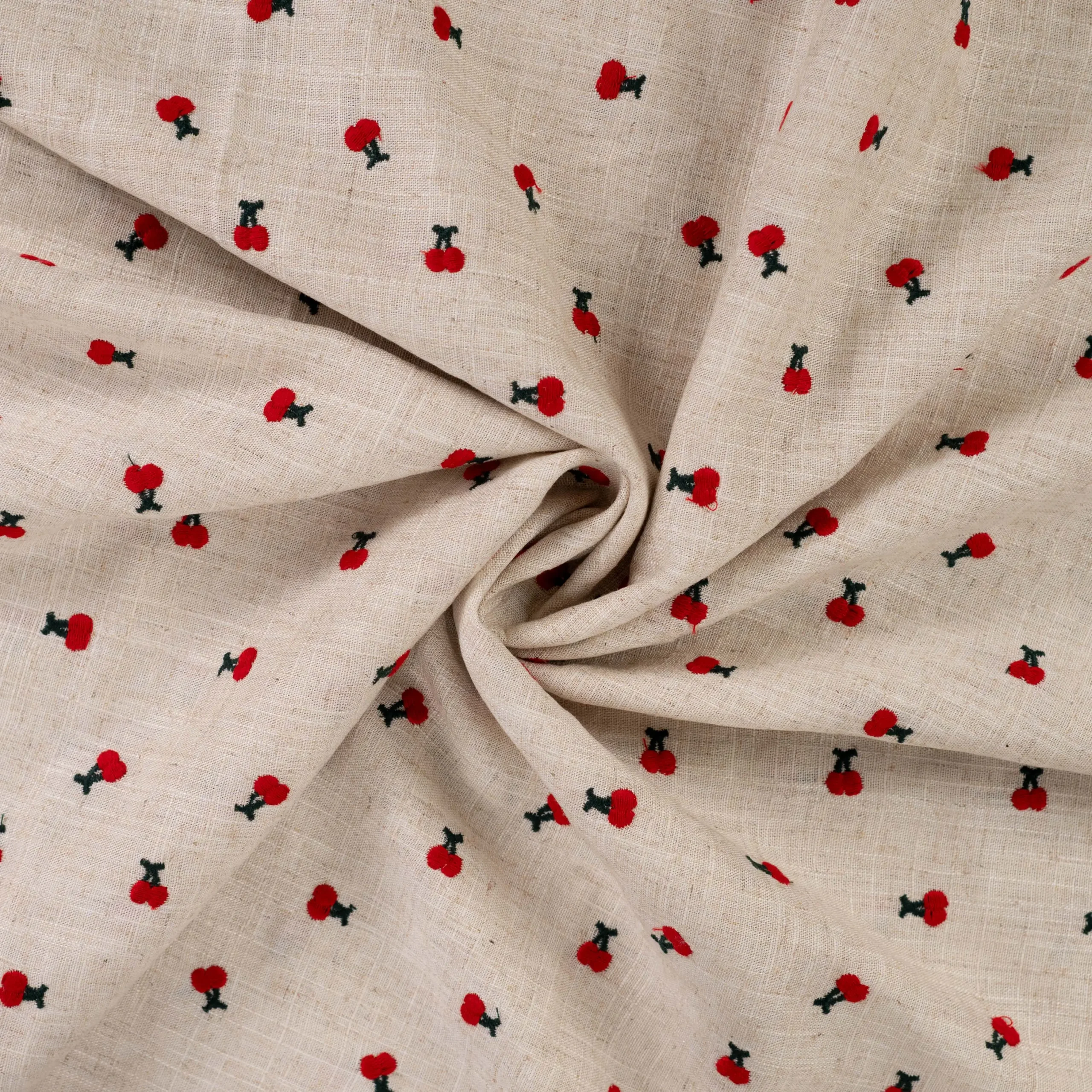 Lin viscose brodé Cerise – Image 6