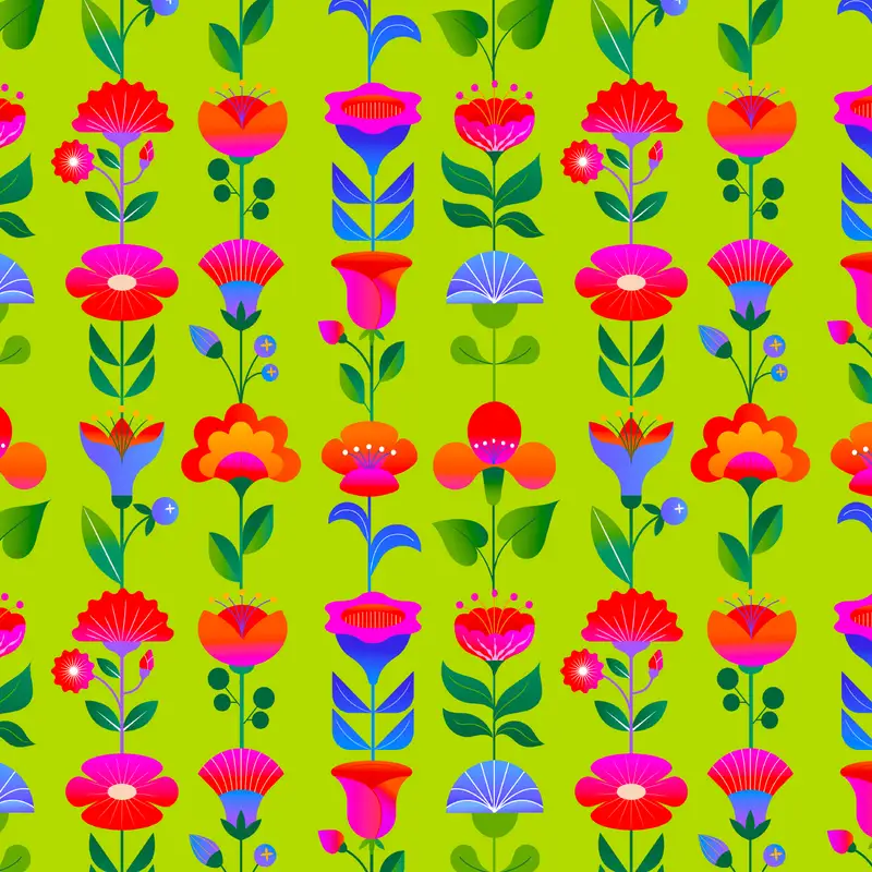 half panama fleurs seventies fond vert