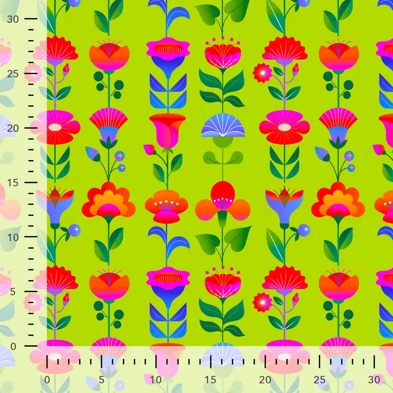 half panama fleurs seventies fond vert