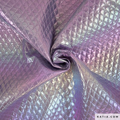 Tissu matelassé polyester holographique irisé sunset