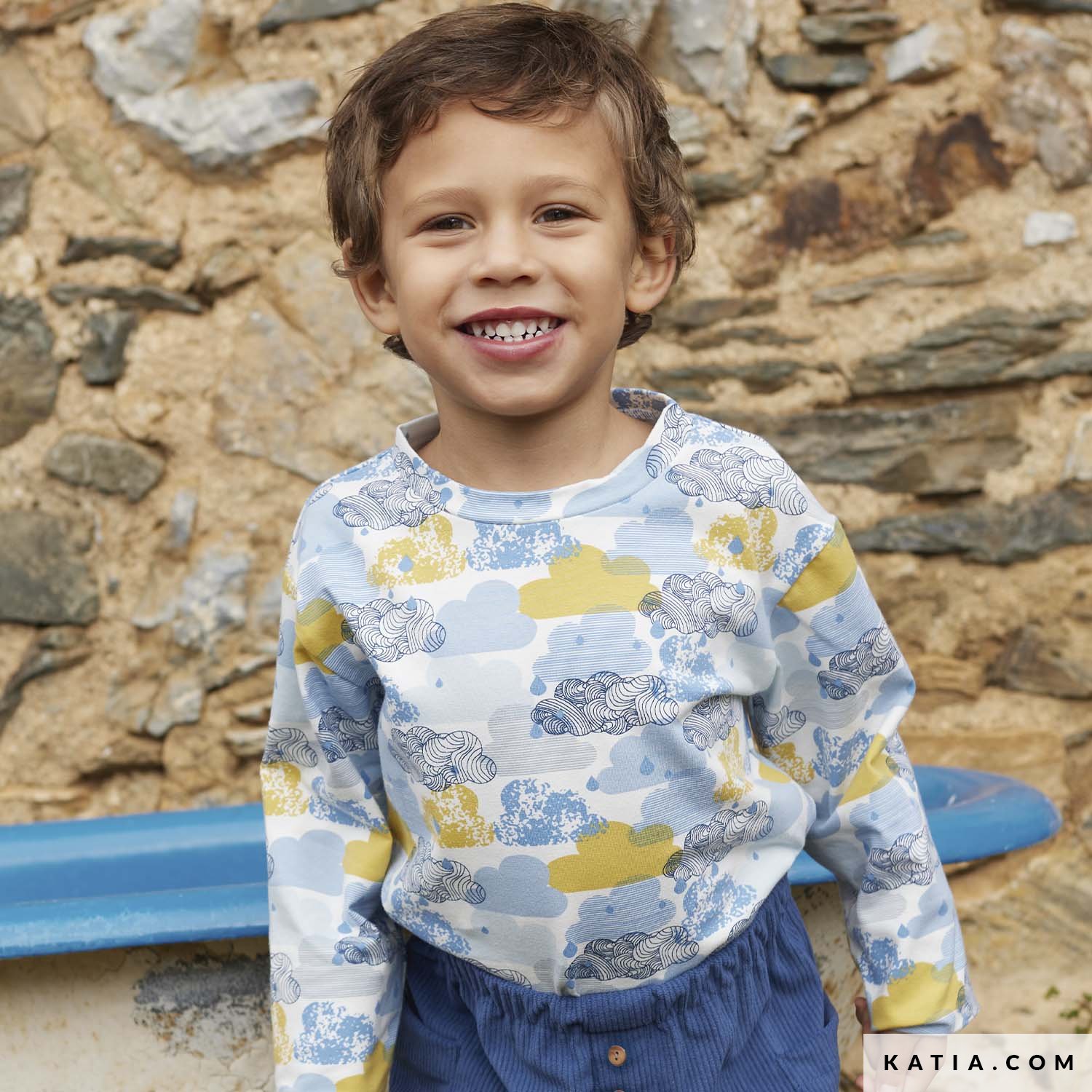 Jersey coton nuage pluie Katia