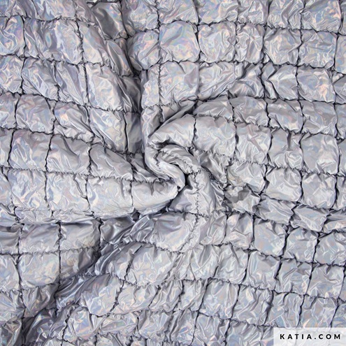 Tissu doudoune matelassé irisé argent carré