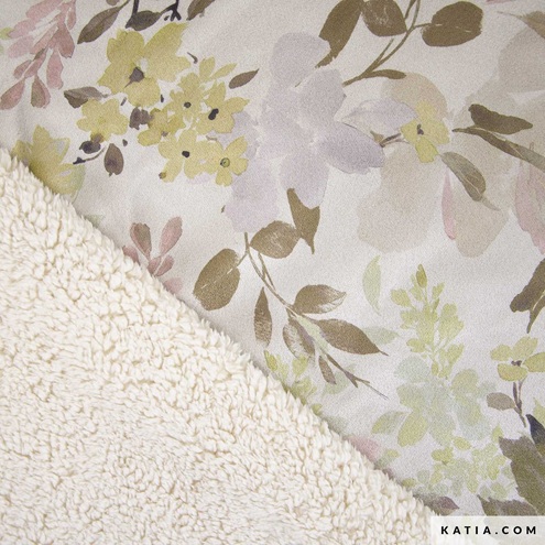 Suédine imprimé floral doublé sherpa