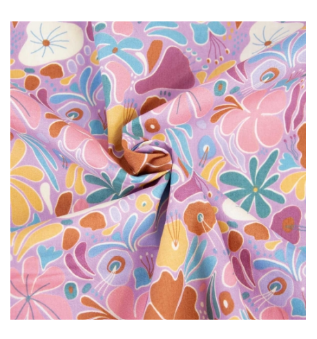 Popeline Katia fleurs colorées seventies