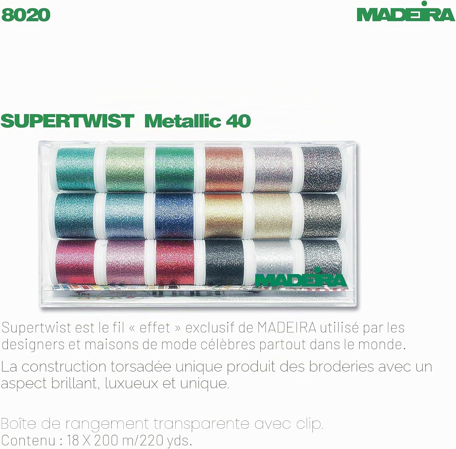 Boîte de 18 bobines de 200m de fils Madeira Metallic - 8020 – Image 3