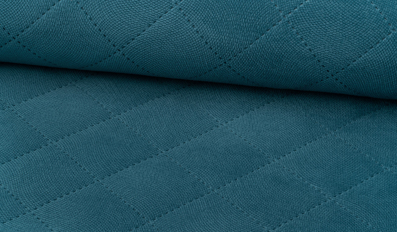 Velours matelassé carré bleu jean
