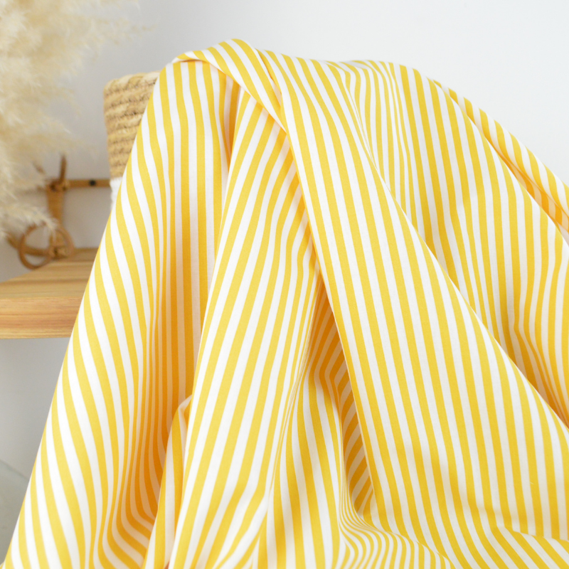 Coton fines rayures jaune et blanc