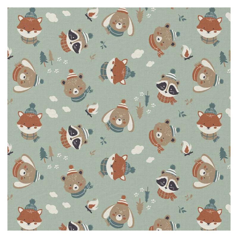 Coton sylvestre petits animaux renard, raton laveur